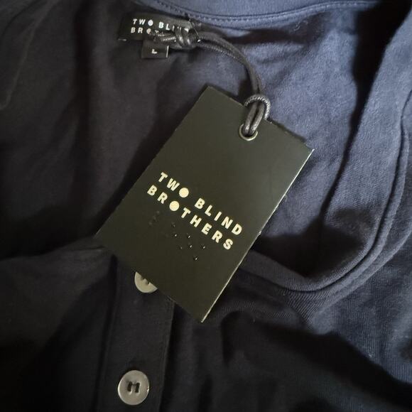 Two Blind Brothers Shirt Henley Short Sleeve T-Shirt Men’s Large New - Picture 4 of 8